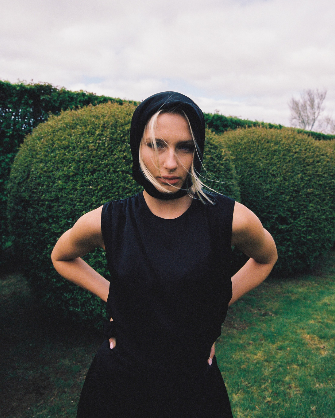 AMOUR ASYMMETRIC BLACK SILK TOP