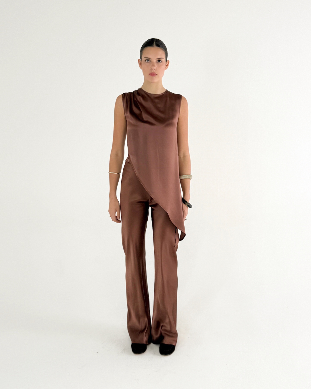 CRUS BIAS CUT SILK PANT PRALINE