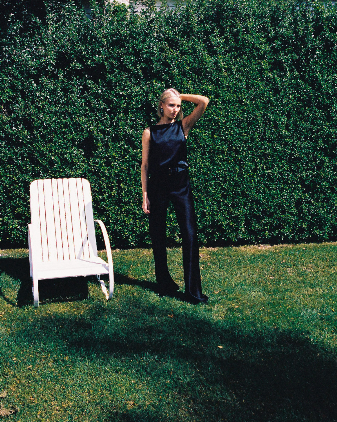 CRUS BIAS CUT BLACK SILK PANT