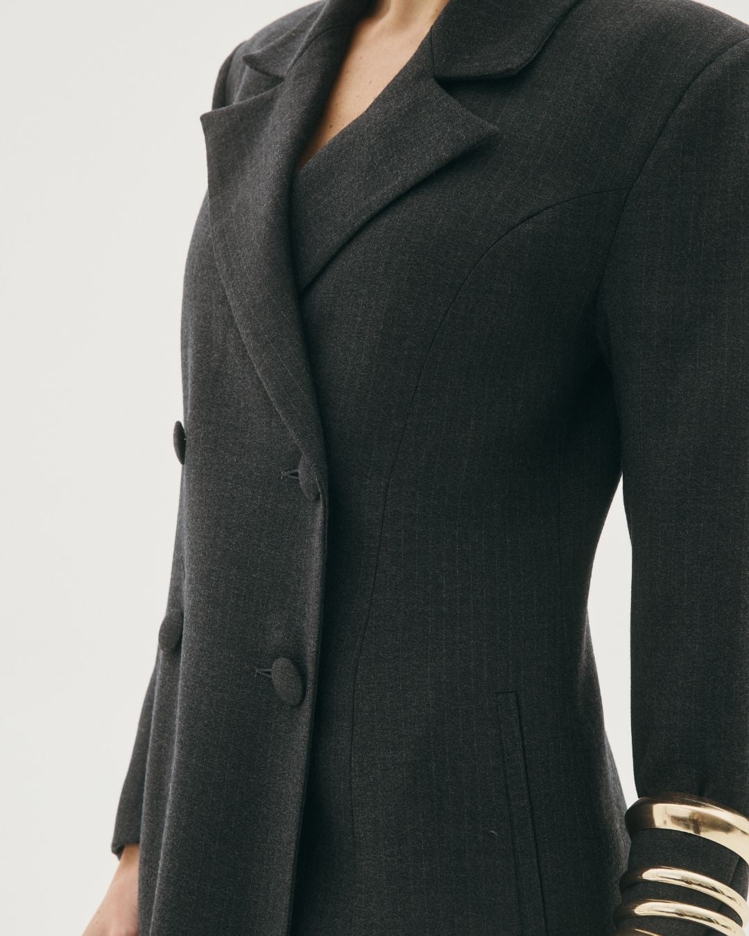 CAROLYN DOUBLE BREASTED COAT CHARCOAL