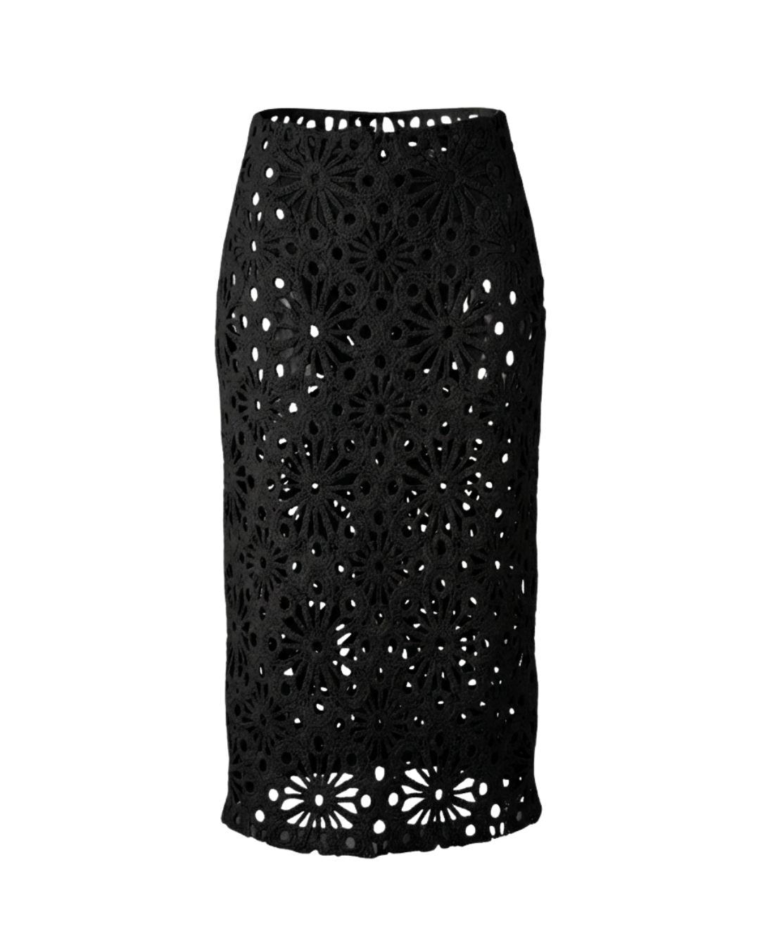 Giselle Crochet Pencil Skirt - Black