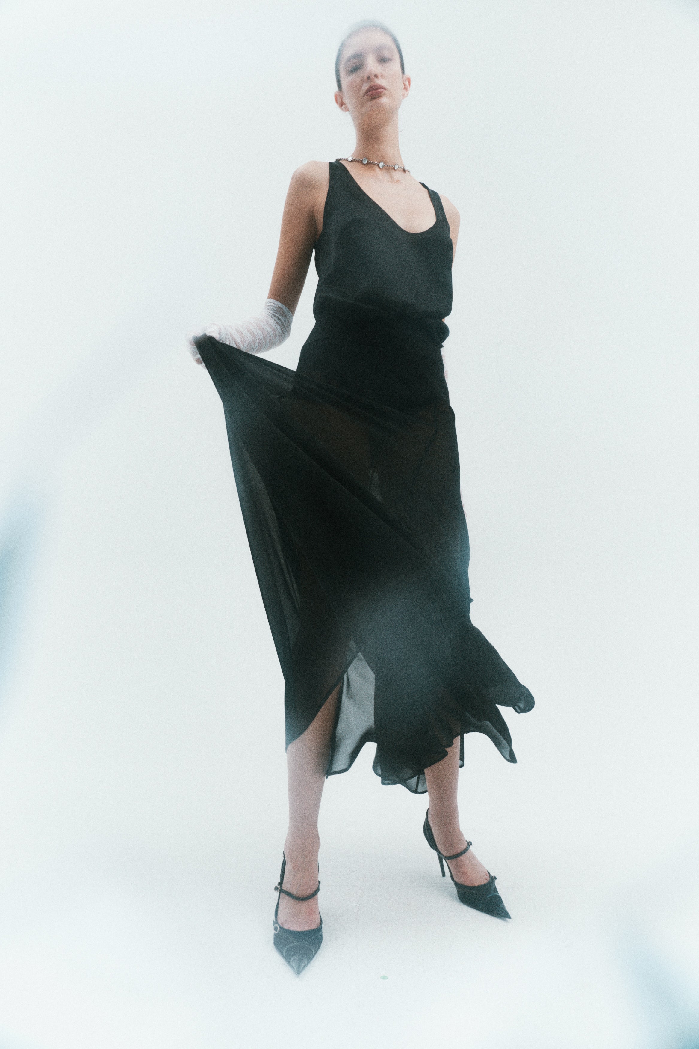 MON MAXI BLACK SILK SKIRT