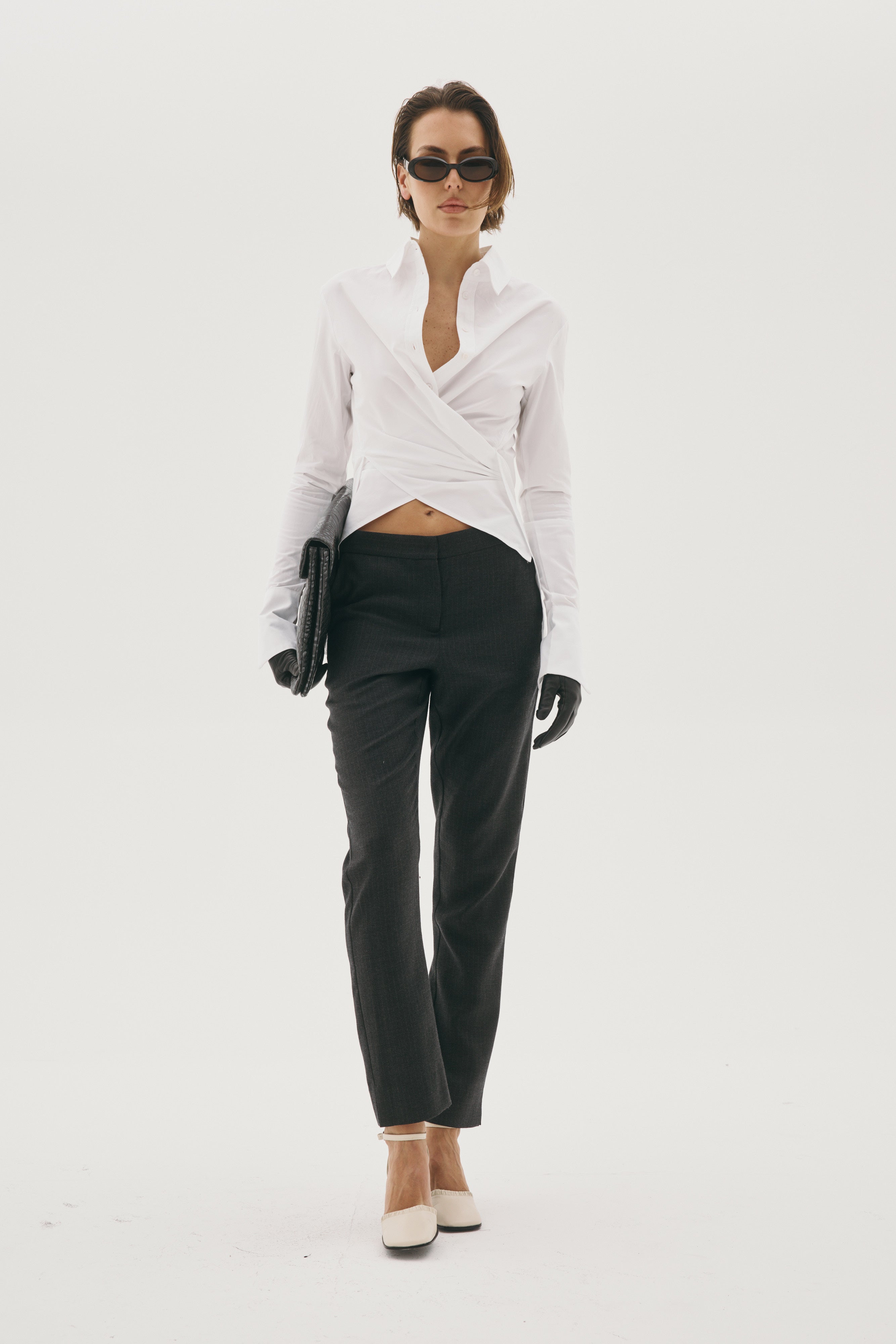 IVY CHARCOAL WOOL CIGARETTE PANTS