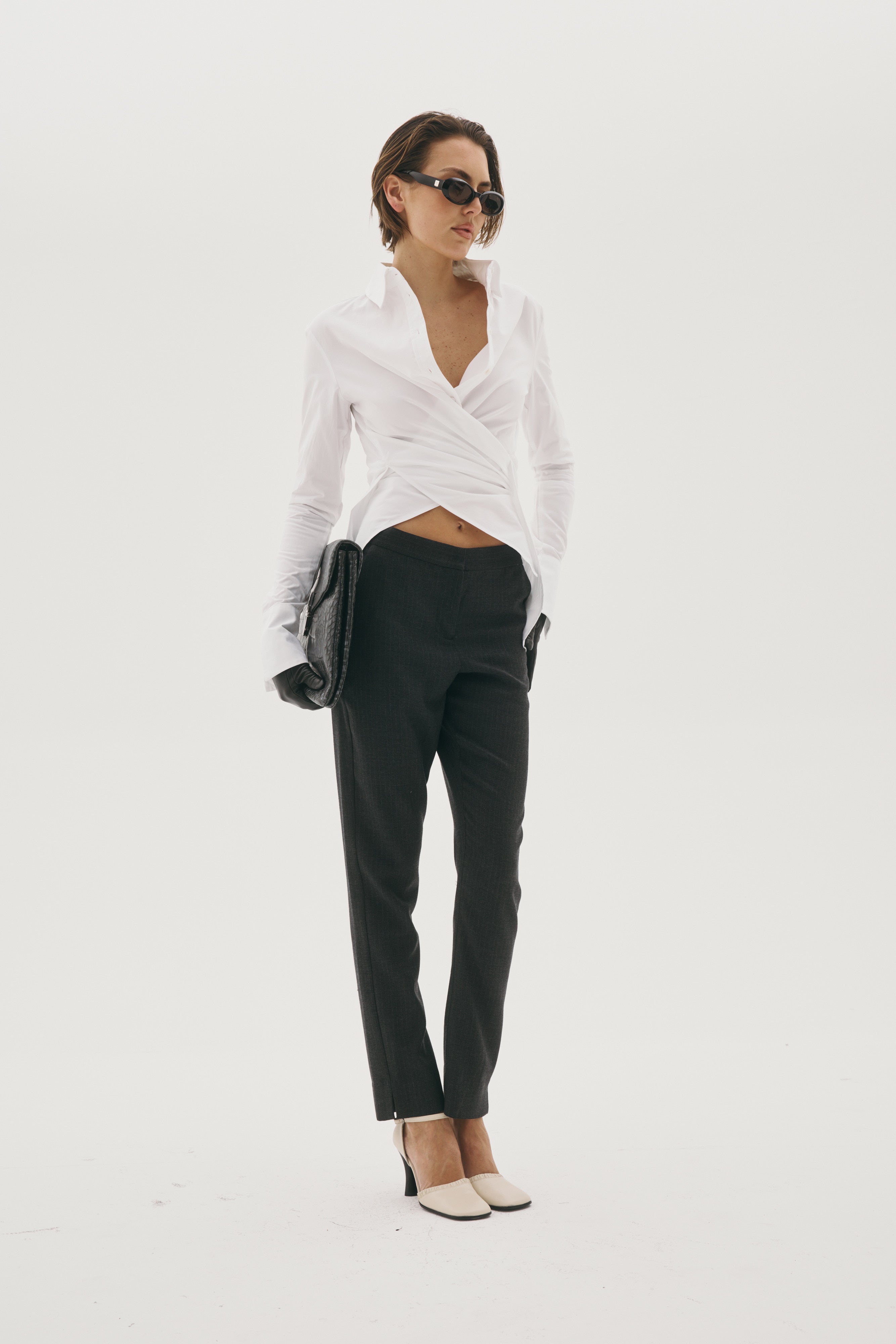 IVY CHARCOAL WOOL CIGARETTE PANTS