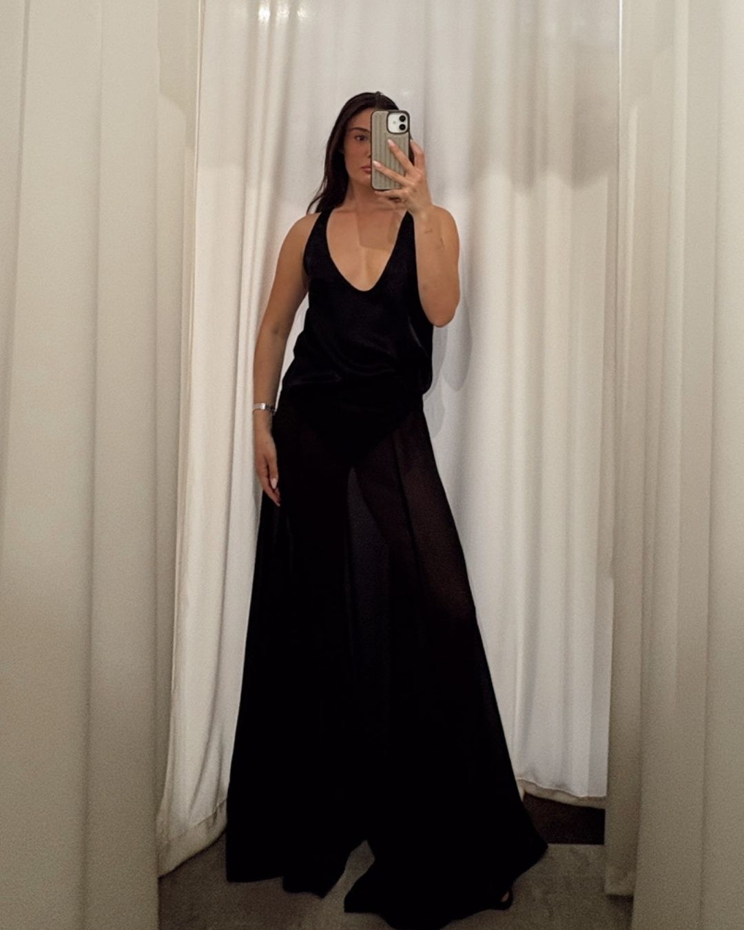 MON MAXI BLACK SILK SKIRT