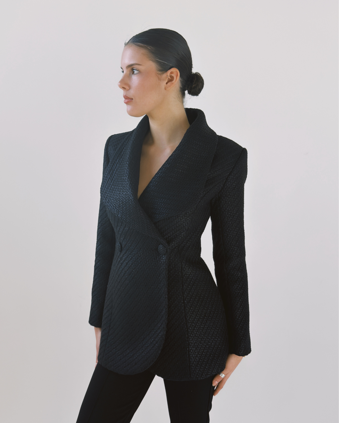 CORDELIA BLAZER SYRAH COATED WEAVE