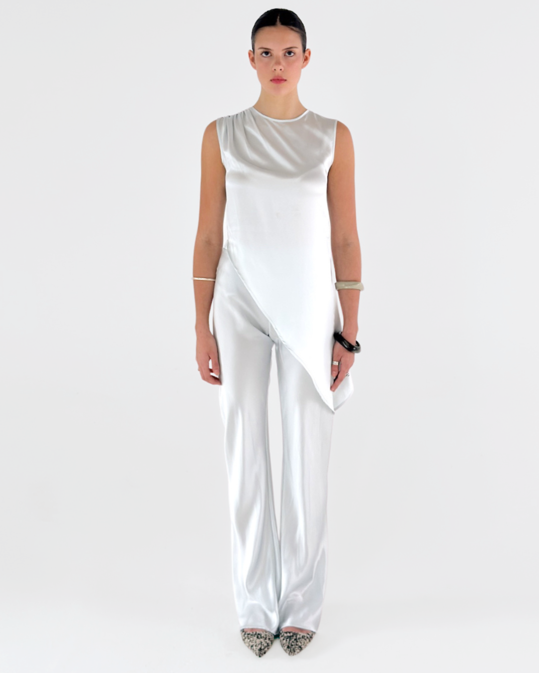 AMOUR ASYMMETRIC SILK TOP ICE