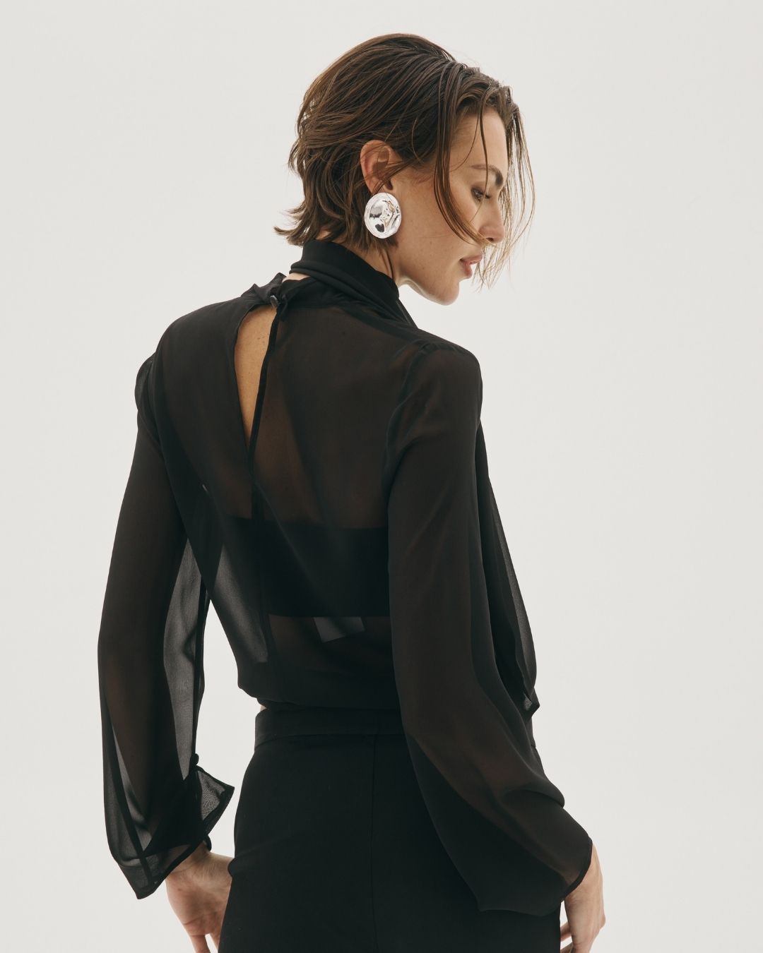 CHÉRI SHEER BLOUSE BLACK
