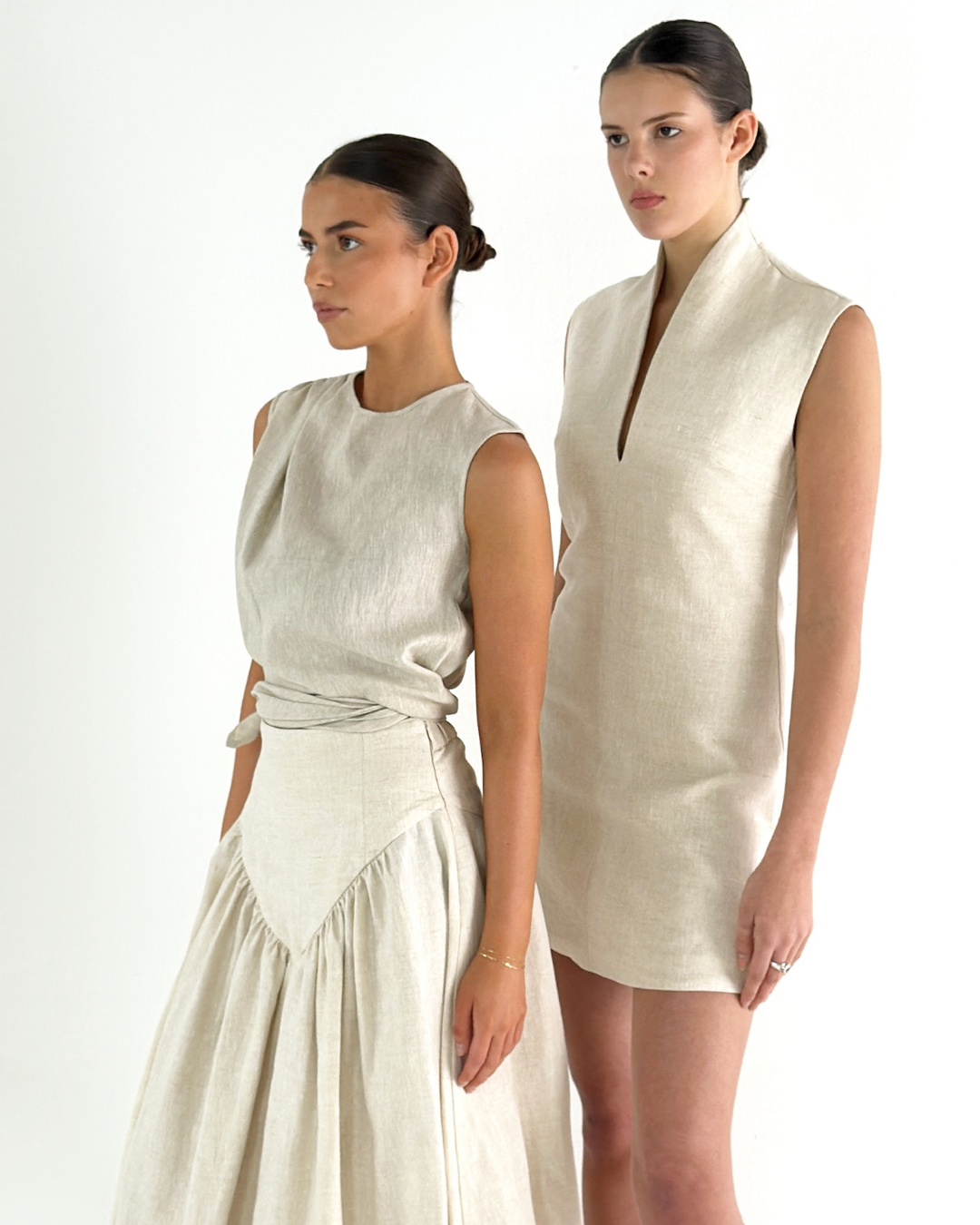 TAILORED A-LINE LINEN CELINE MINI DRESS