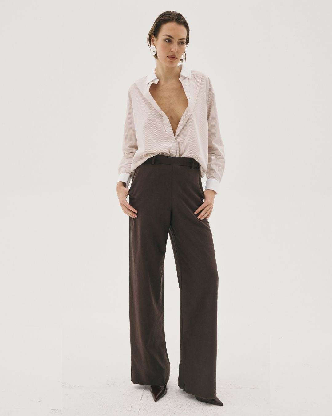 SLOANE WIDE LEG PANTS CHOCOLATE