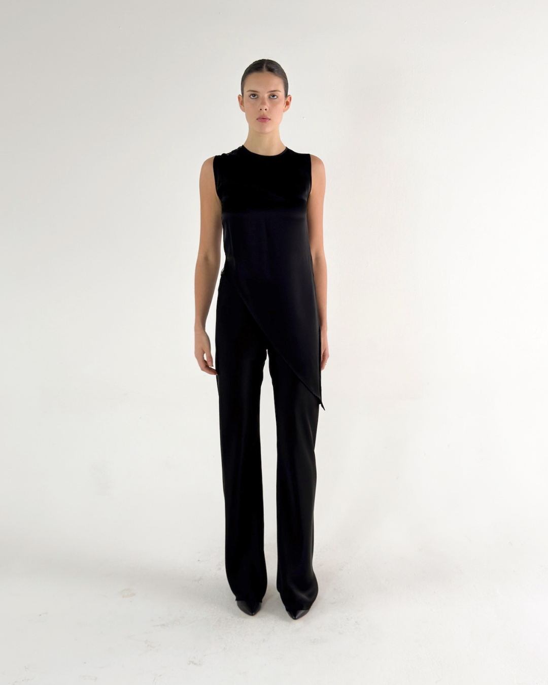 CRUS BIAS CUT BLACK SILK PANT