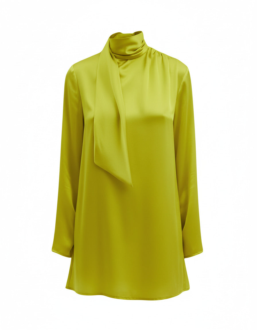 ALEXANDRA CHARTREUSE SILK MINI DRESS