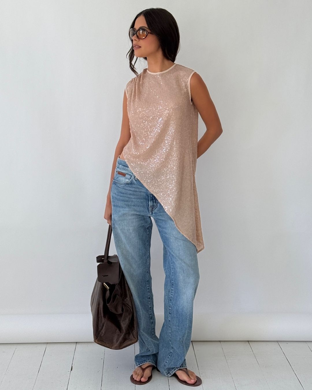 AMOUR ASYMMETRIC BLUSH SEQUIN