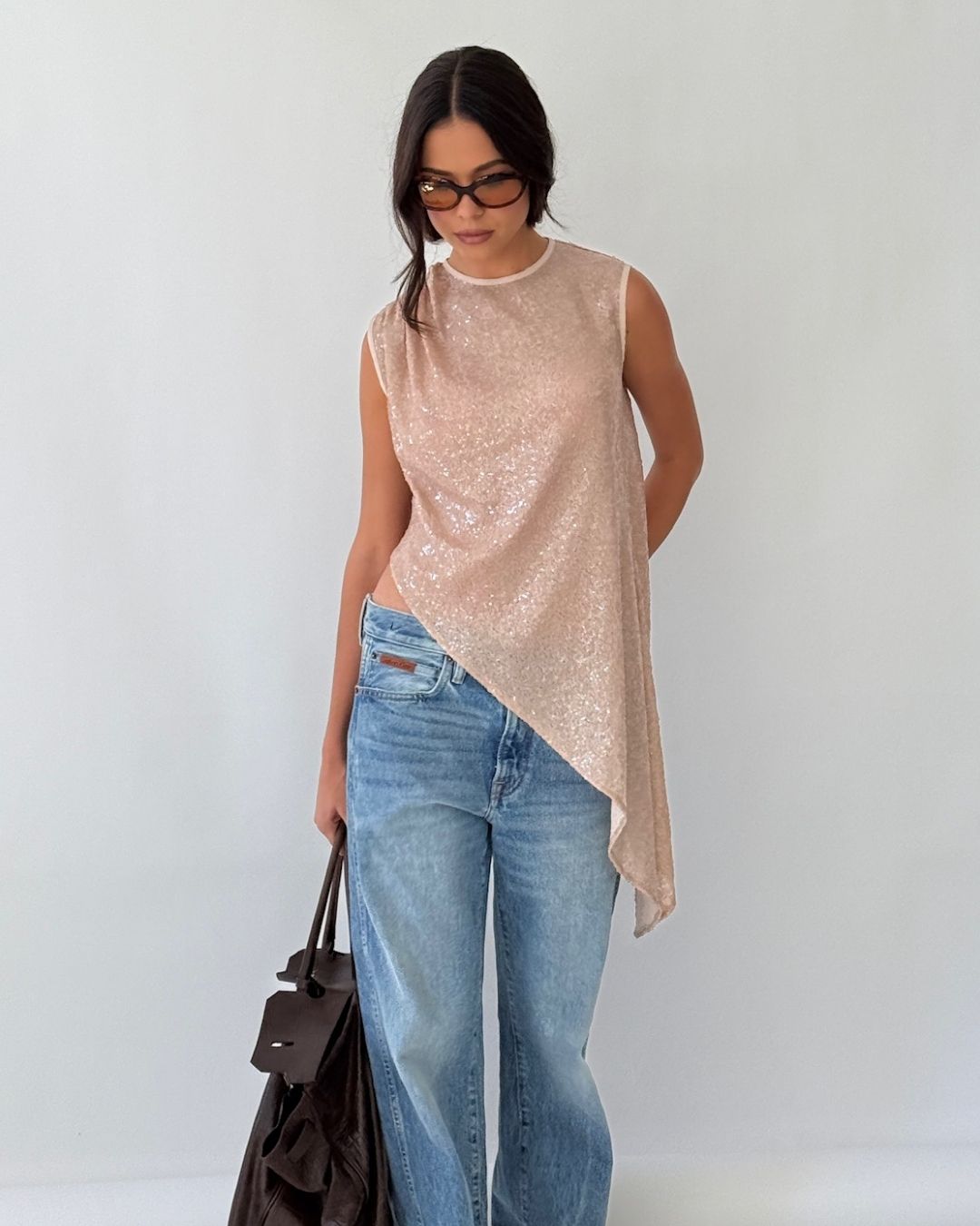 AMOUR ASYMMETRIC BLUSH SEQUIN