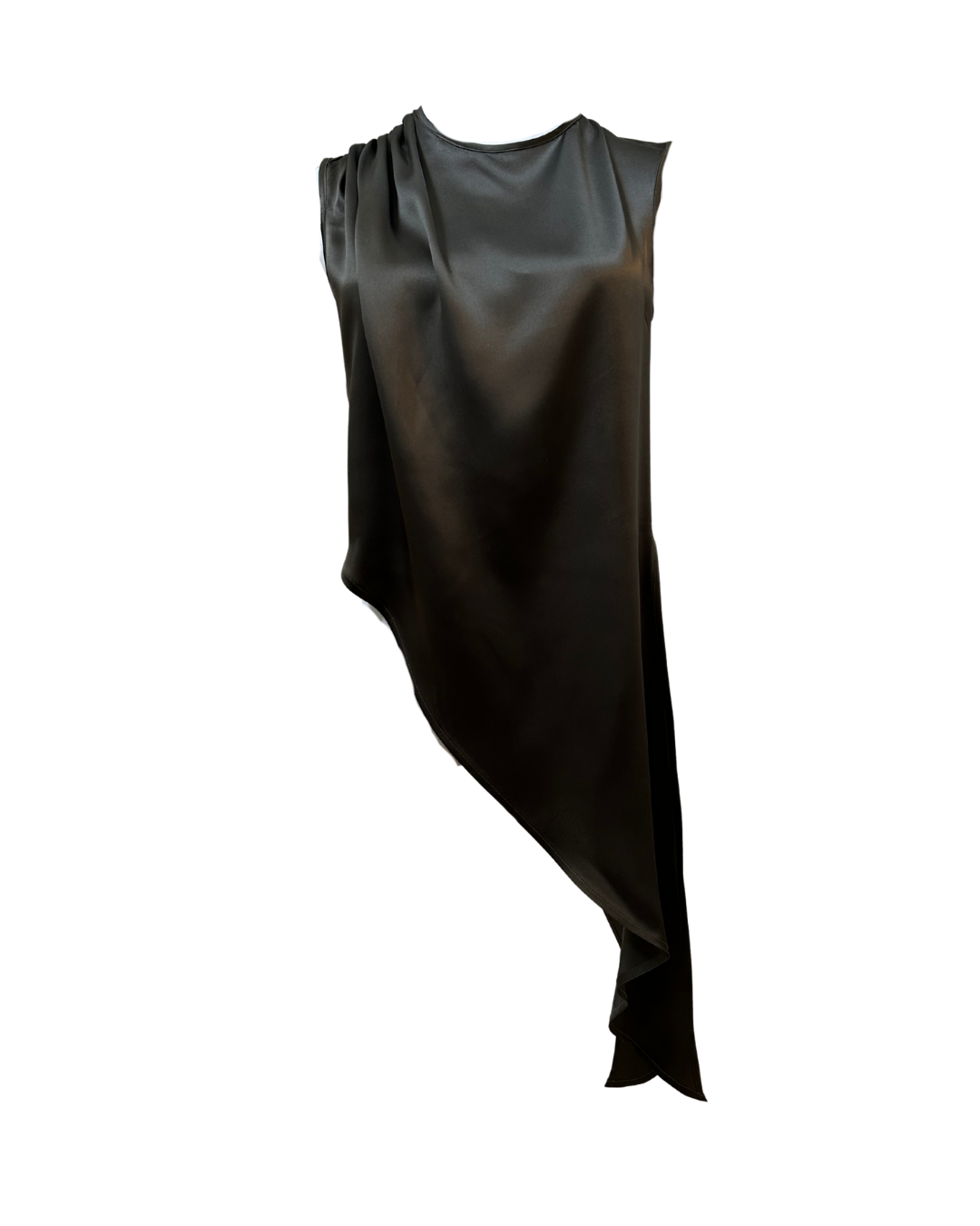 AMOUR ASYMMETRIC SILK TOP OLIVE