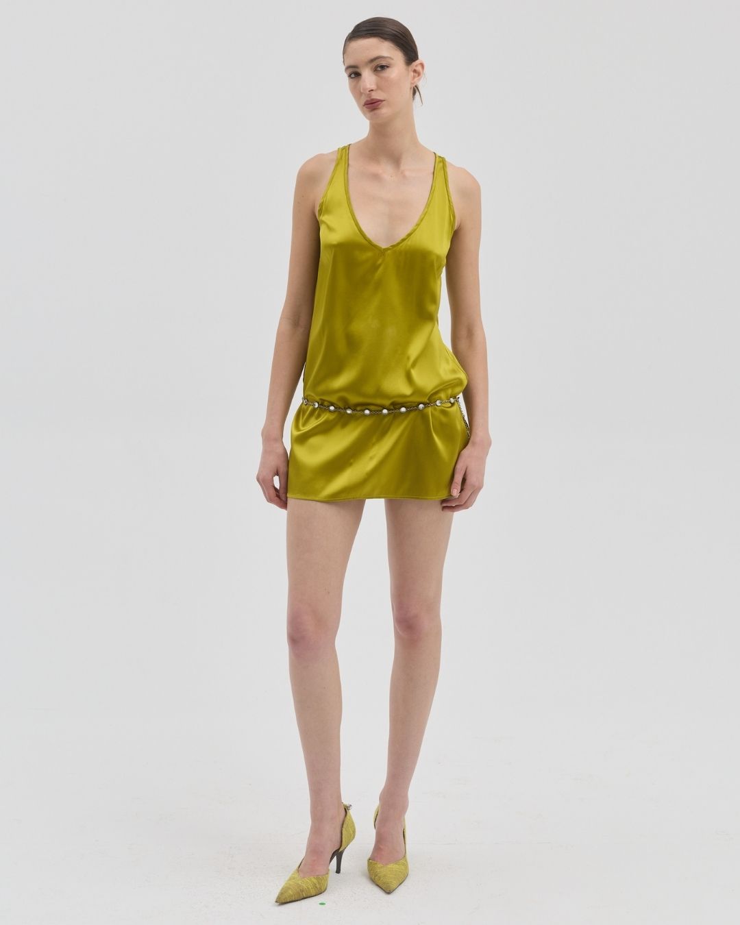 BISOU SILK DRESS CHARTREUSE