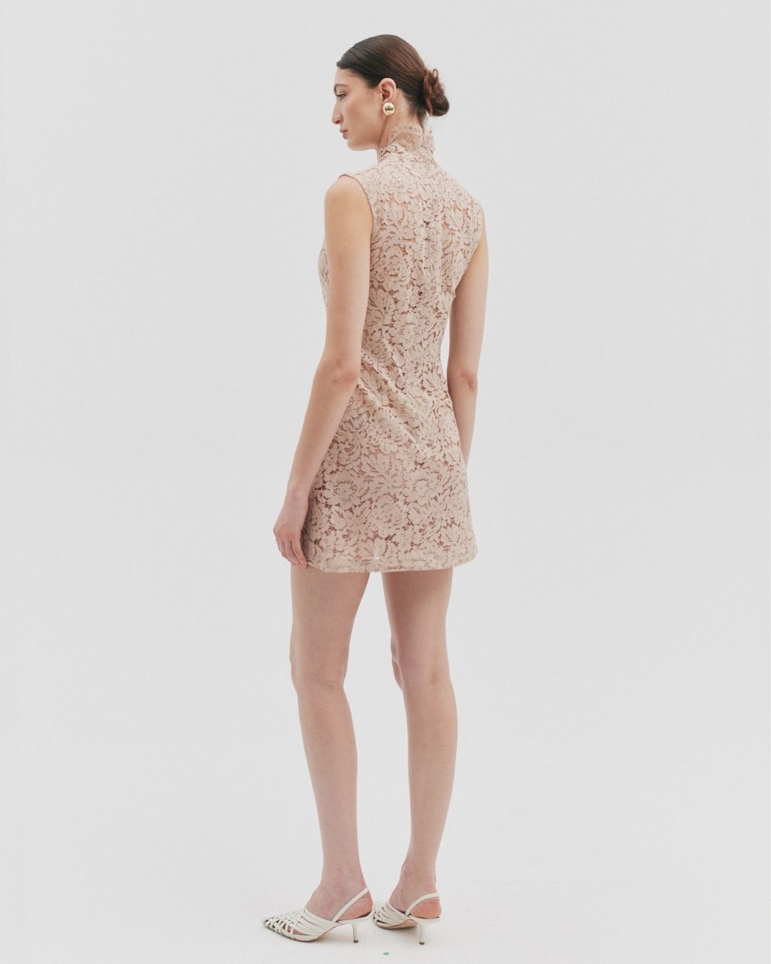 CELINE BLUSH LACE A-LINE DRESS MINI