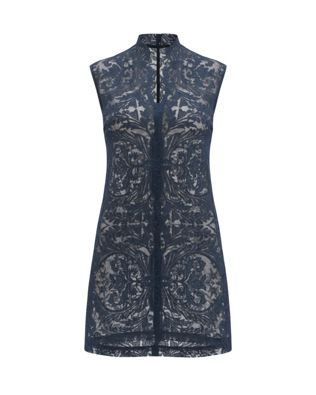 CELINE NAVY LACE A-LINE DRESS MINI