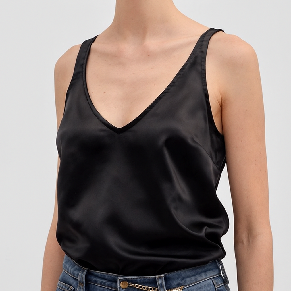 BISOU BLACK SILK CAMI