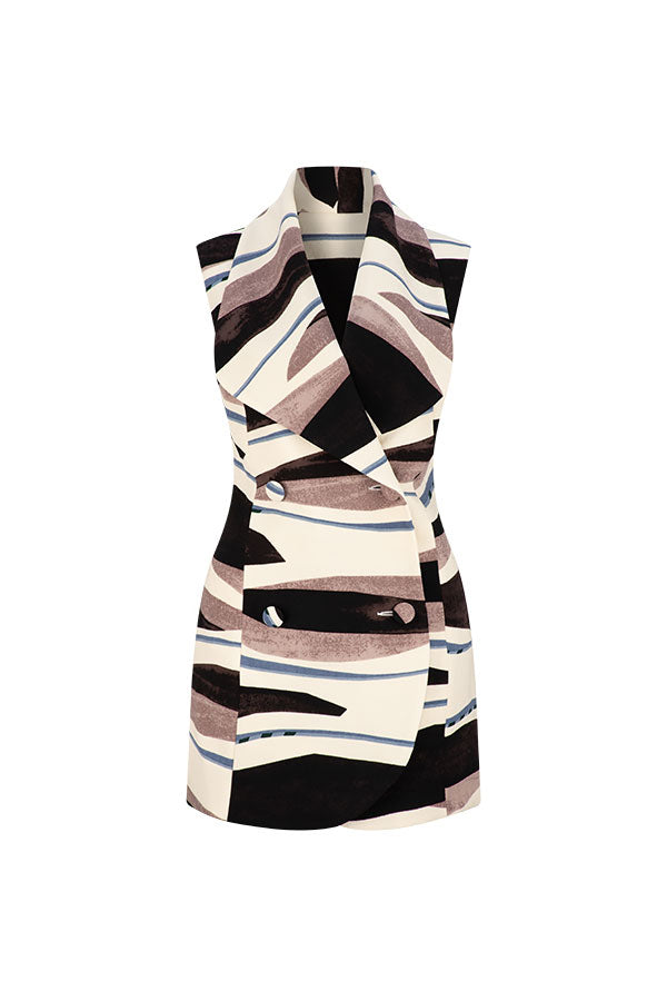 CECIL GILET DRESS ABSTRACT PRINT