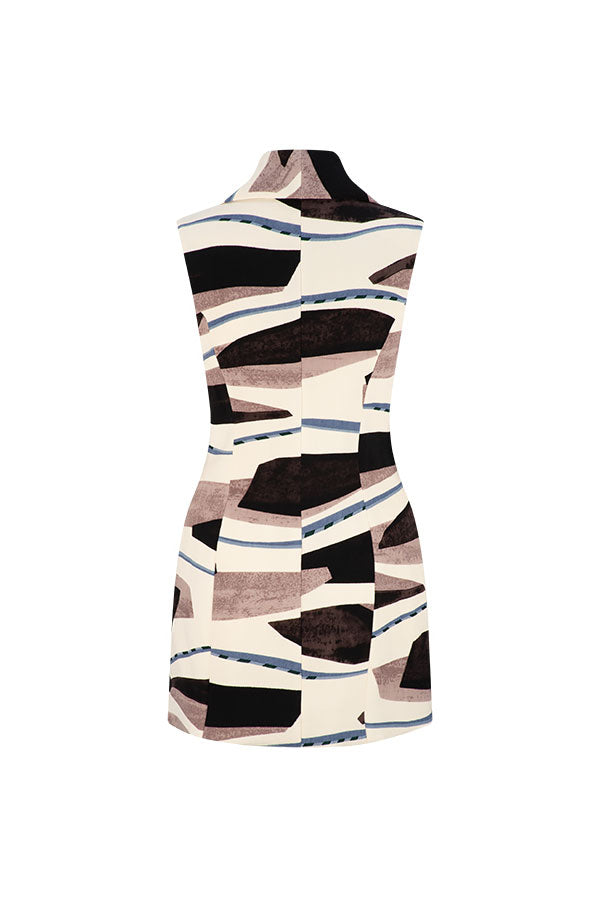 CECIL GILET DRESS ABSTRACT PRINT