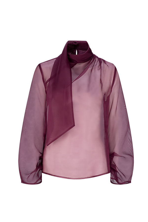 CHÉRI SHEER BLOUSE BORDEAUX