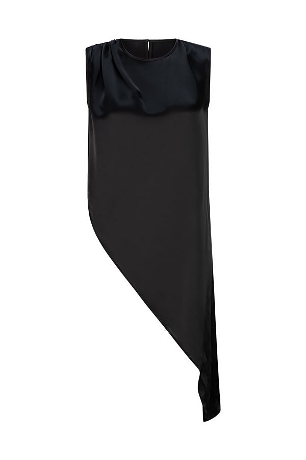 AMOUR ASYMMETRIC BLACK SILK TOP