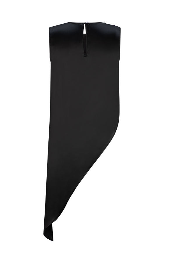 AMOUR ASYMMETRIC BLACK SILK TOP