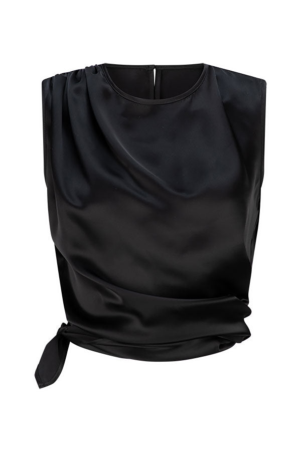 AMOUR ASYMMETRIC BLACK SILK TOP