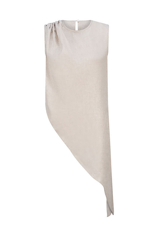 AMOUR ASYMMETRIC LINEN TOP