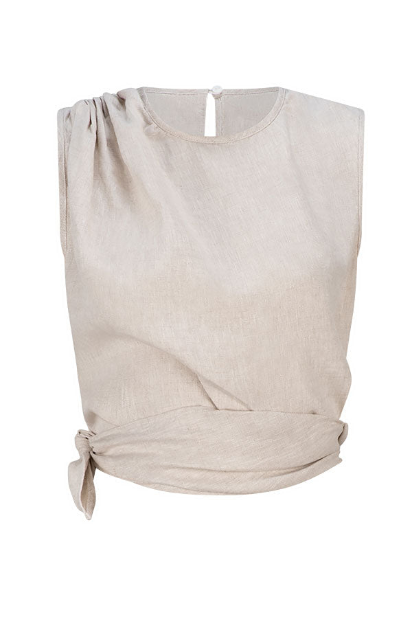 AMOUR ASYMMETRIC LINEN TOP