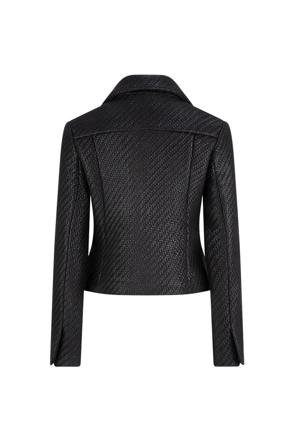 LOIRE TAILORED COATED WEAVE BLACK JACKET