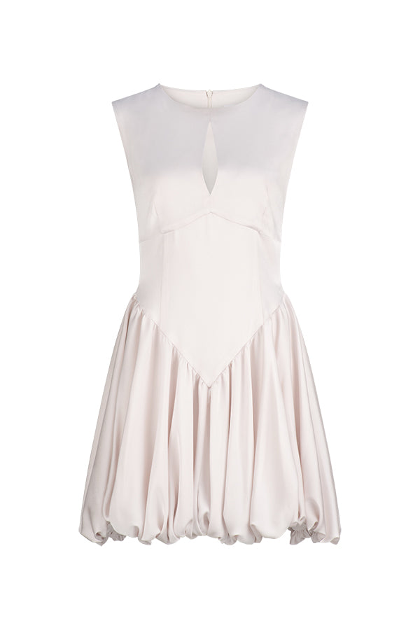 PARIS IVORY PUFFBALL MINI DRESS