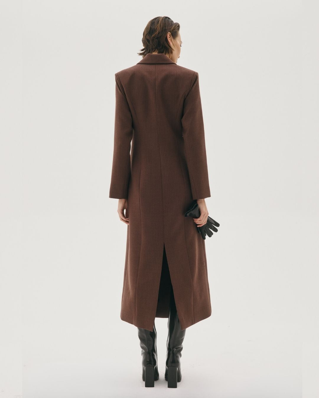 CAROLYN DOUBLE BREASTED WOOL COAT CHOCOLATE