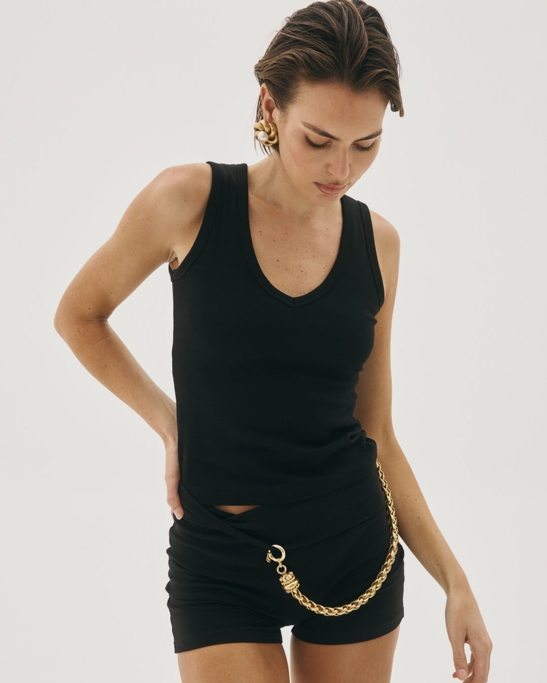 BLACK REVERSIBLE COTTON TANK