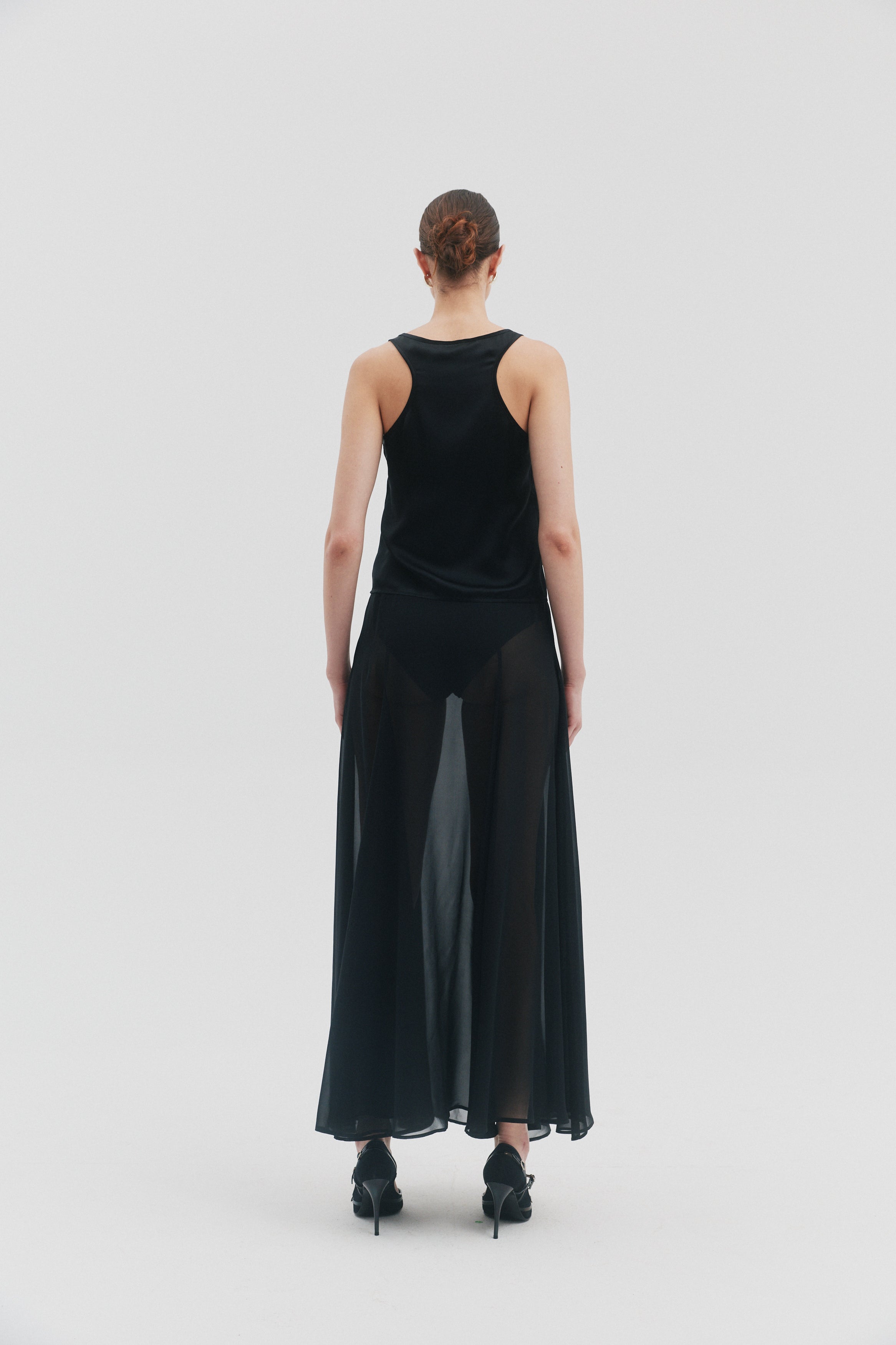 MON MAXI BLACK SILK SKIRT