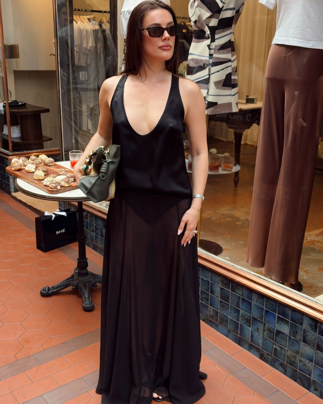 MON MAXI BLACK SILK SKIRT