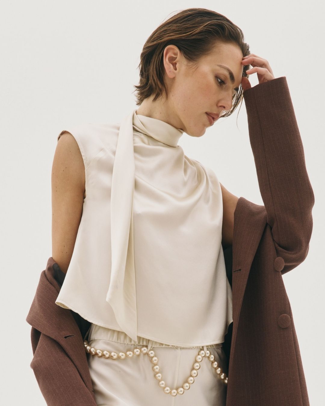 CHÉRI CAP SLEEVE OYSTER SILK