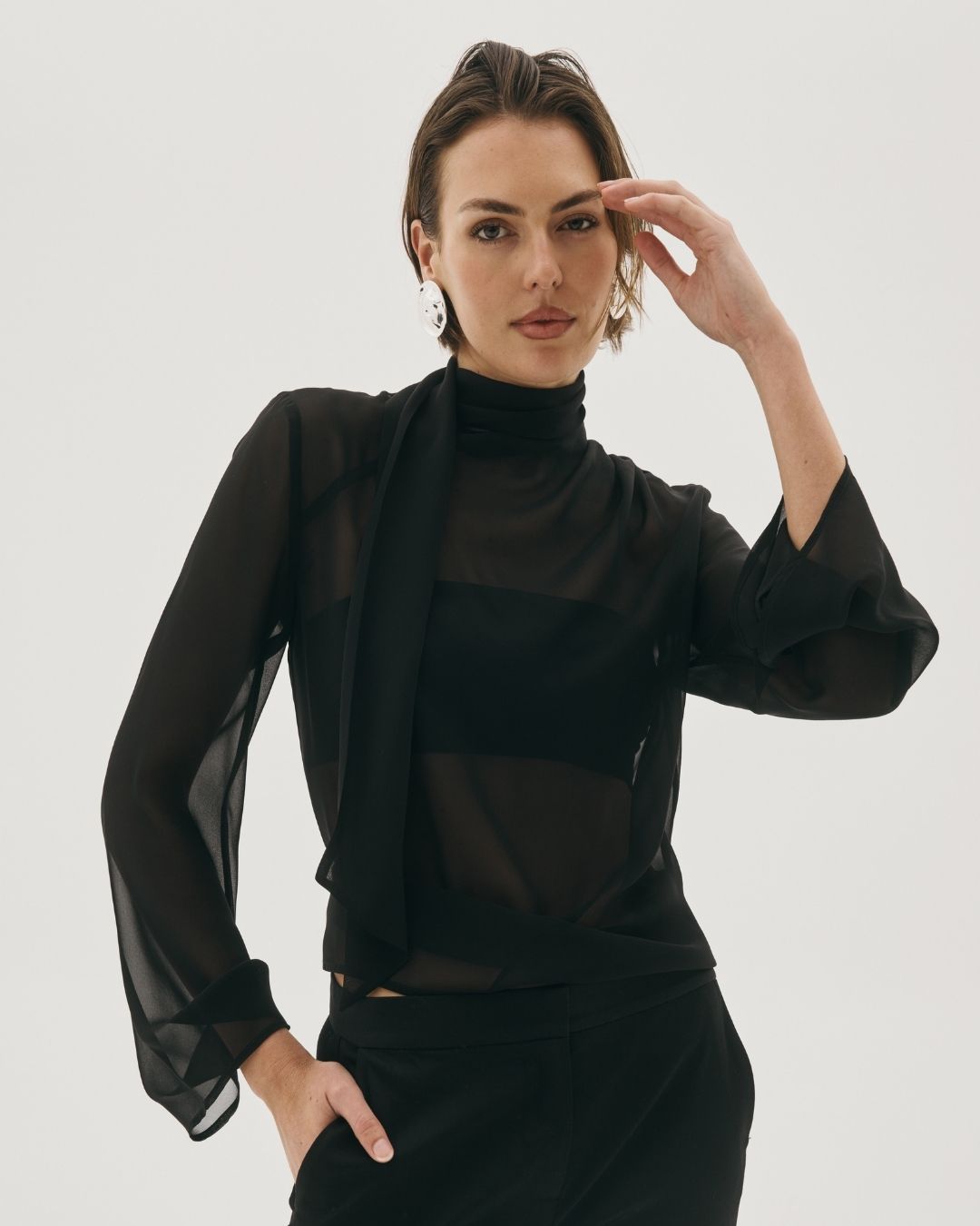 CHÉRI SHEER BLOUSE BLACK