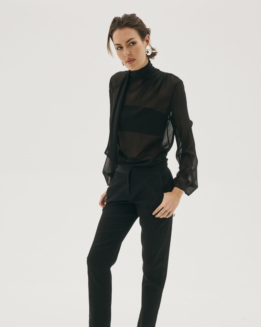CHÉRI SHEER BLOUSE BLACK