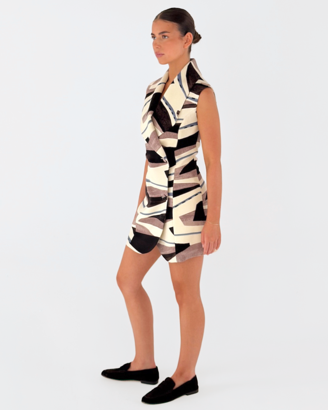 CECIL GILET DRESS ABSTRACT PRINT