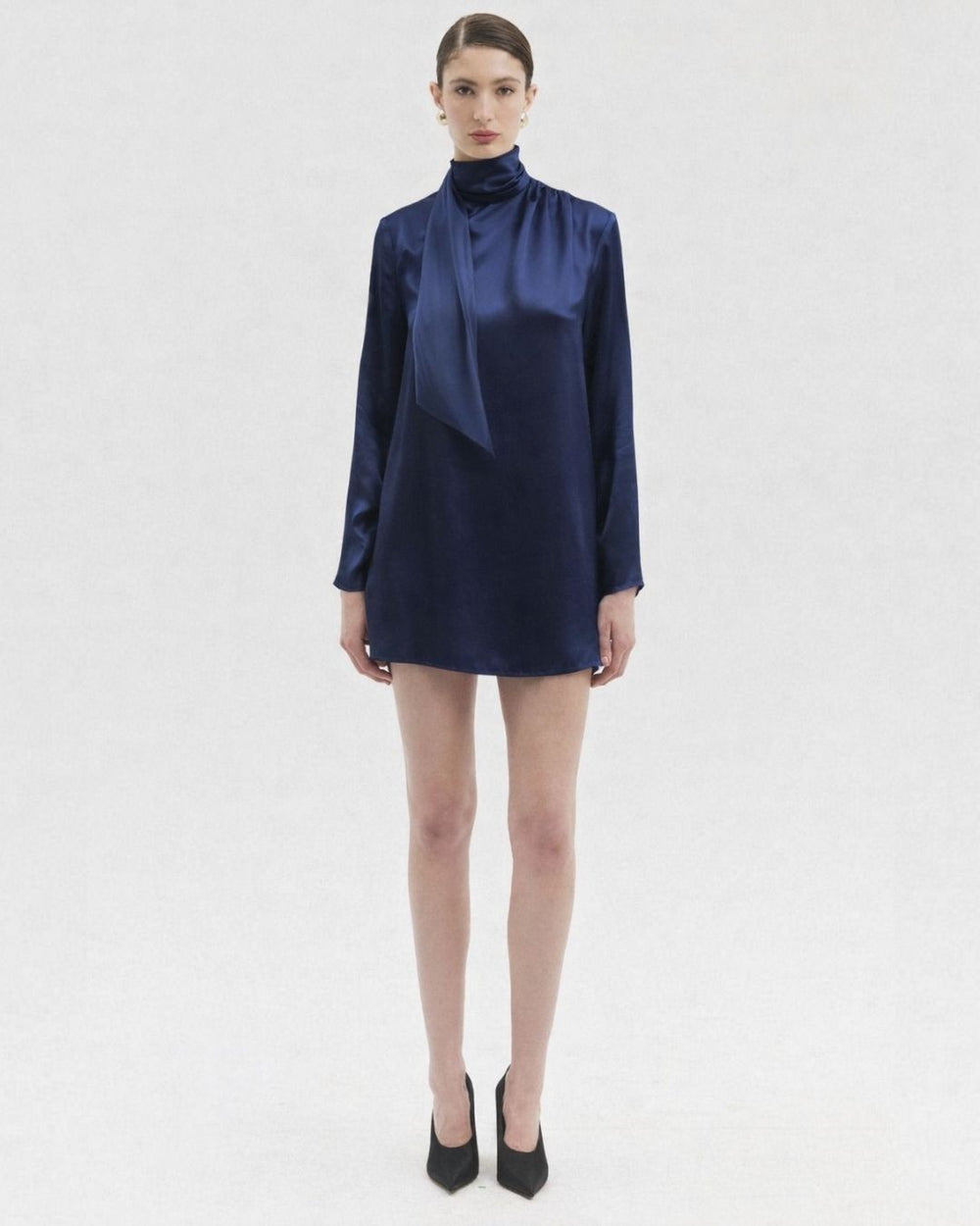 Alexandra Navy Silk Mini Dress | Women's Dresses | SHÉ Melbourne