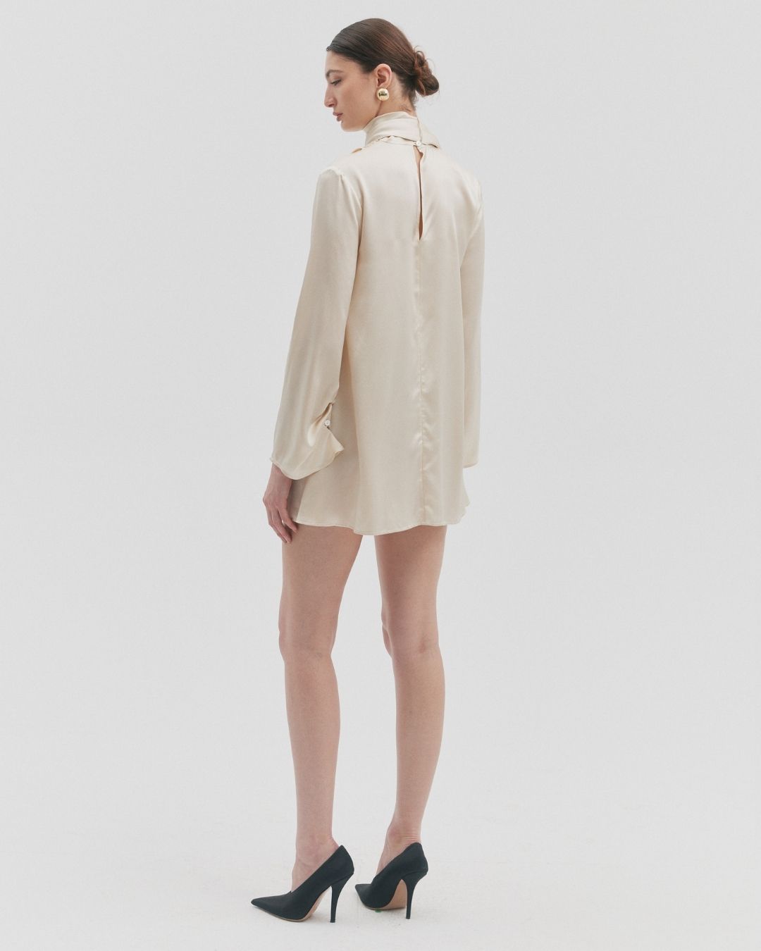 ALEXANDRA OYSTER SILK MINI DRESS