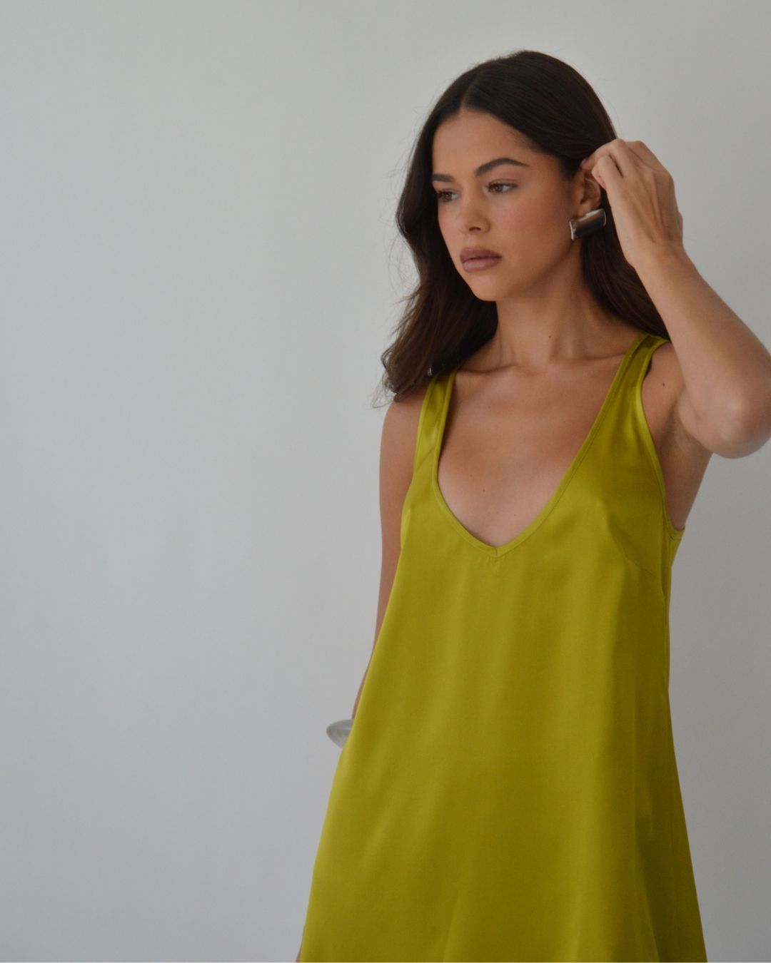BISOU SILK DRESS CHARTREUSE