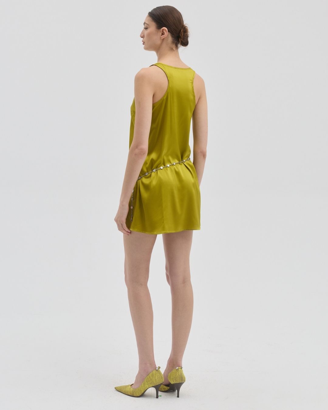 BISOU SILK DRESS CHARTREUSE