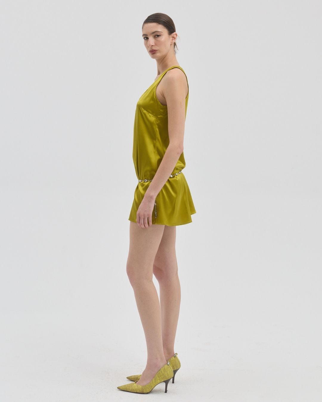 BISOU SILK DRESS CHARTREUSE