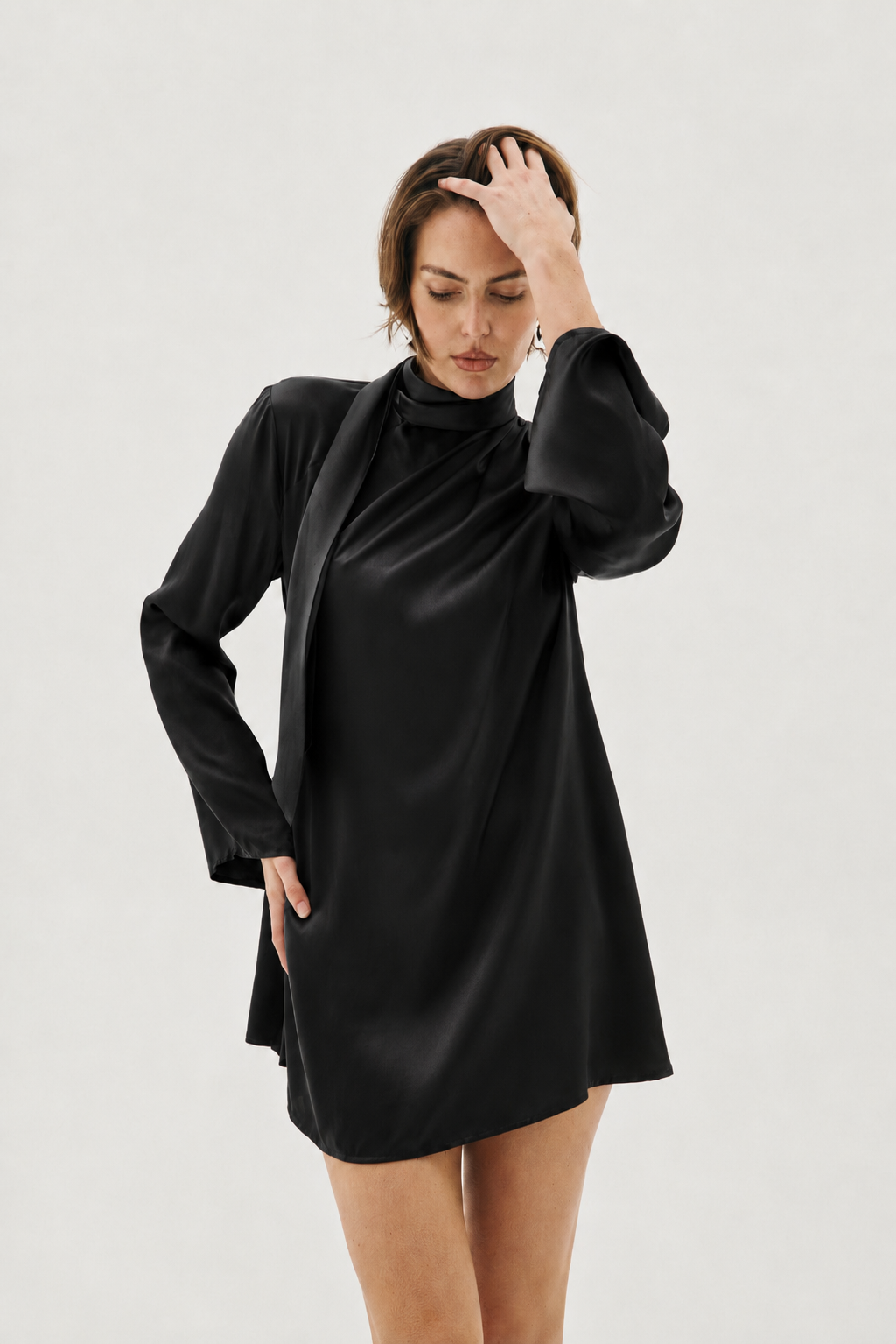 ALEXANDRA BLACK SILK MINI DRESS