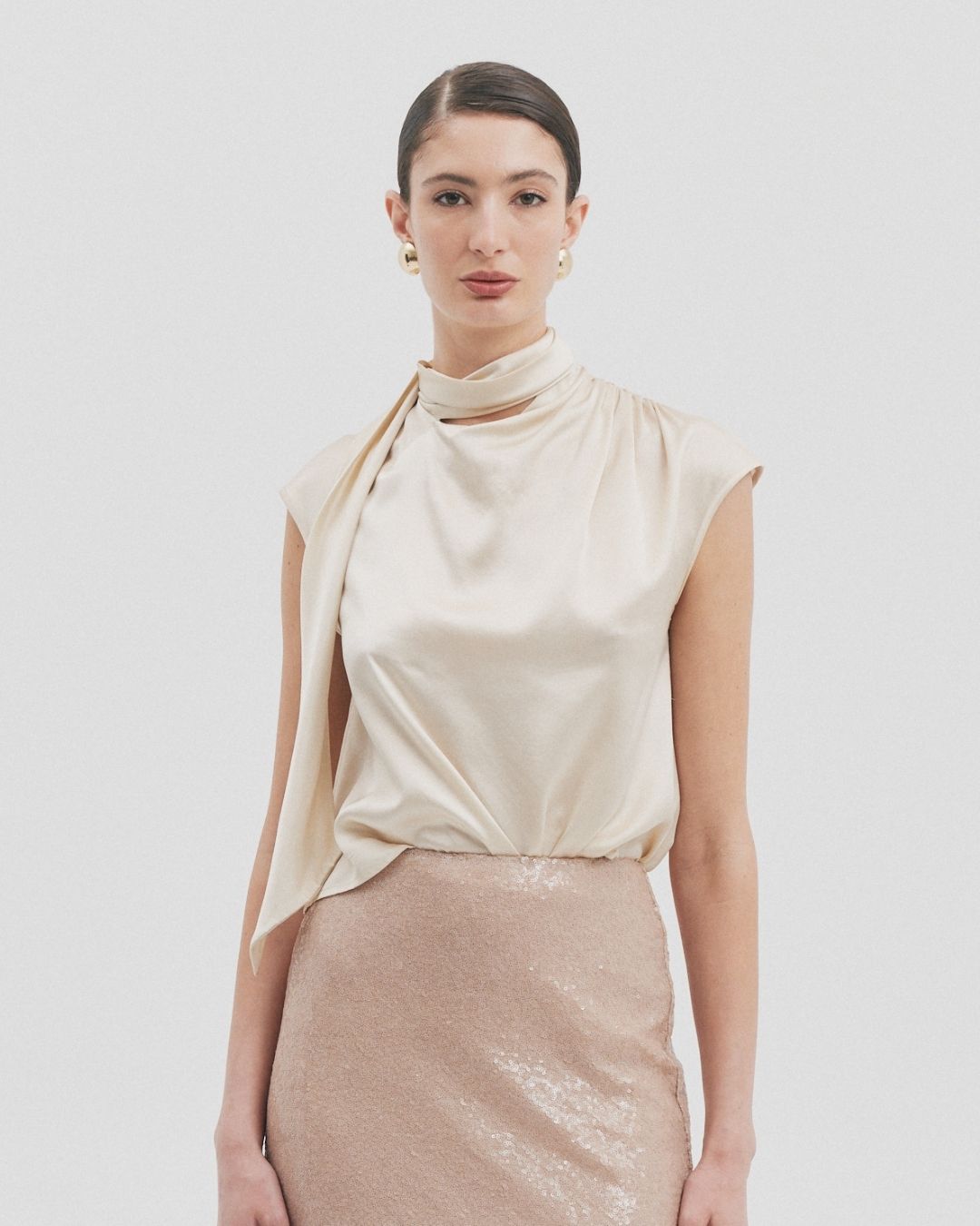 CHÉRI CAP SLEEVE OYSTER SILK