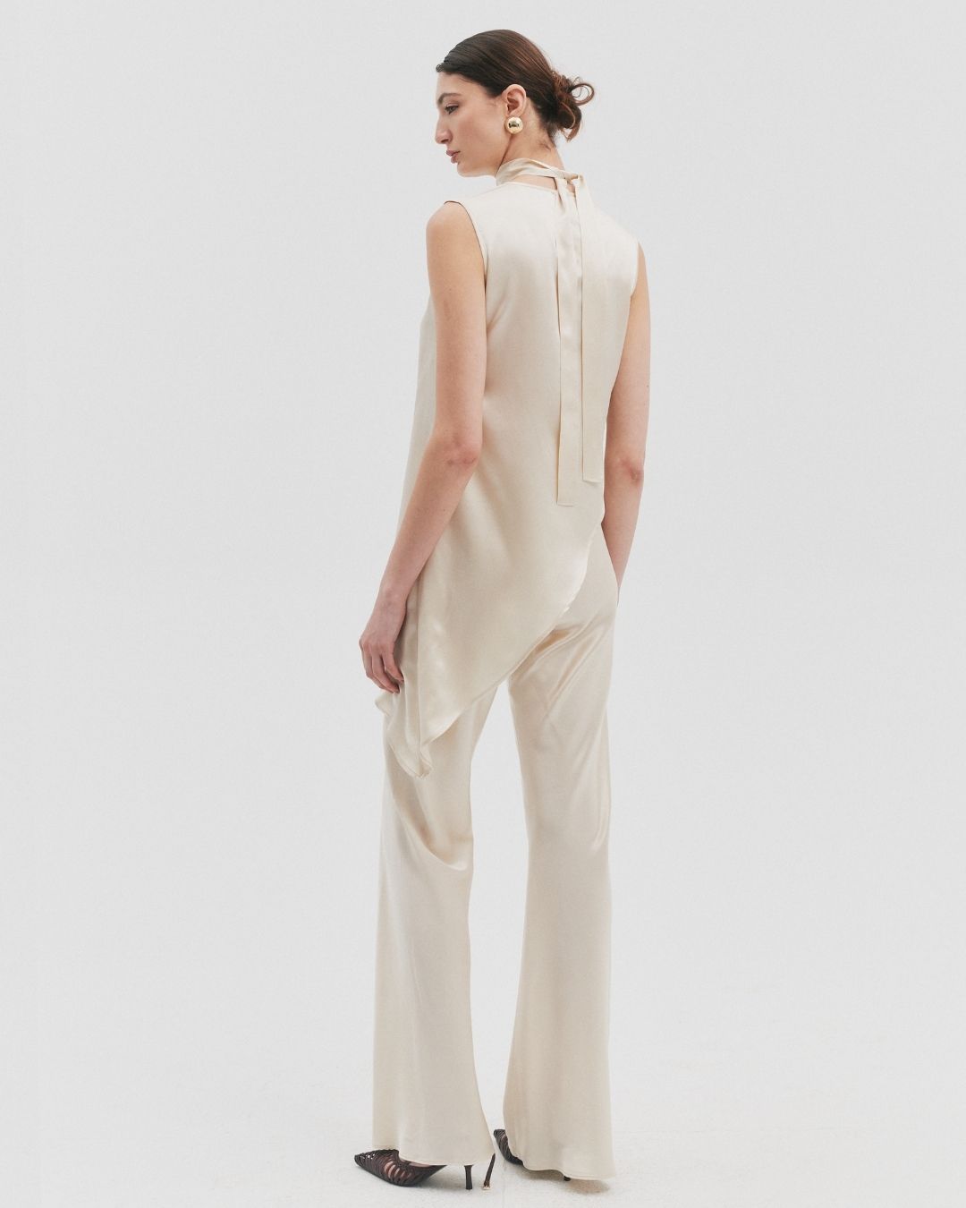 CRUS BIAS CUT OYSTER SILK PANT