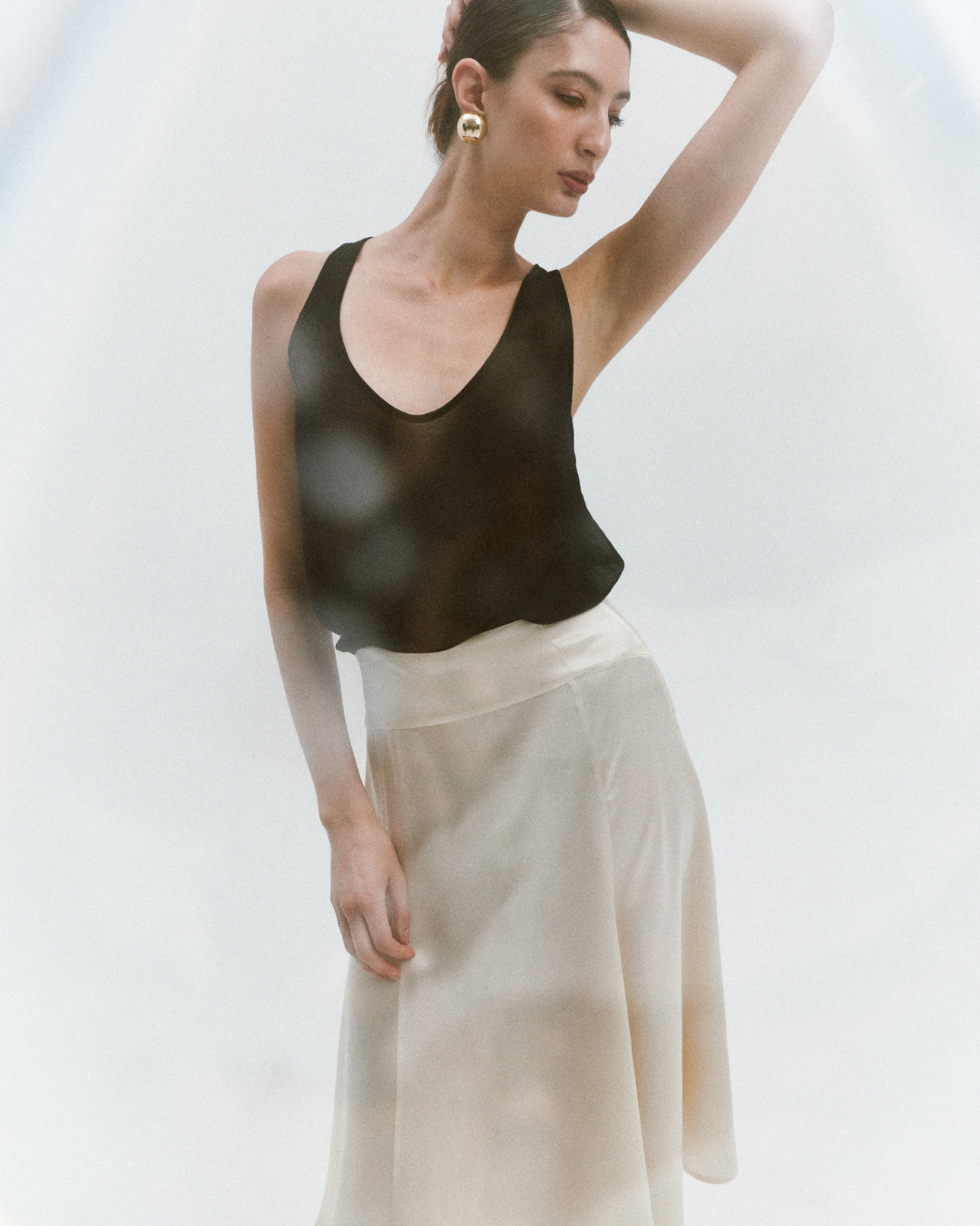 BISOU SHEER BLACK SILK CAMI